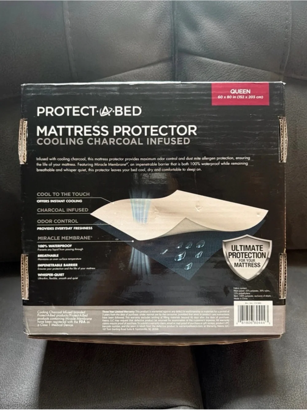 Queen Cooling Charcoal Infused Mattress Protector - White